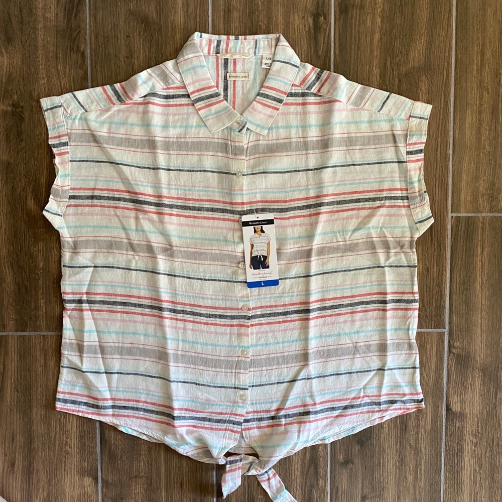 NWT “Original Weatherproof” short sleeve tie top